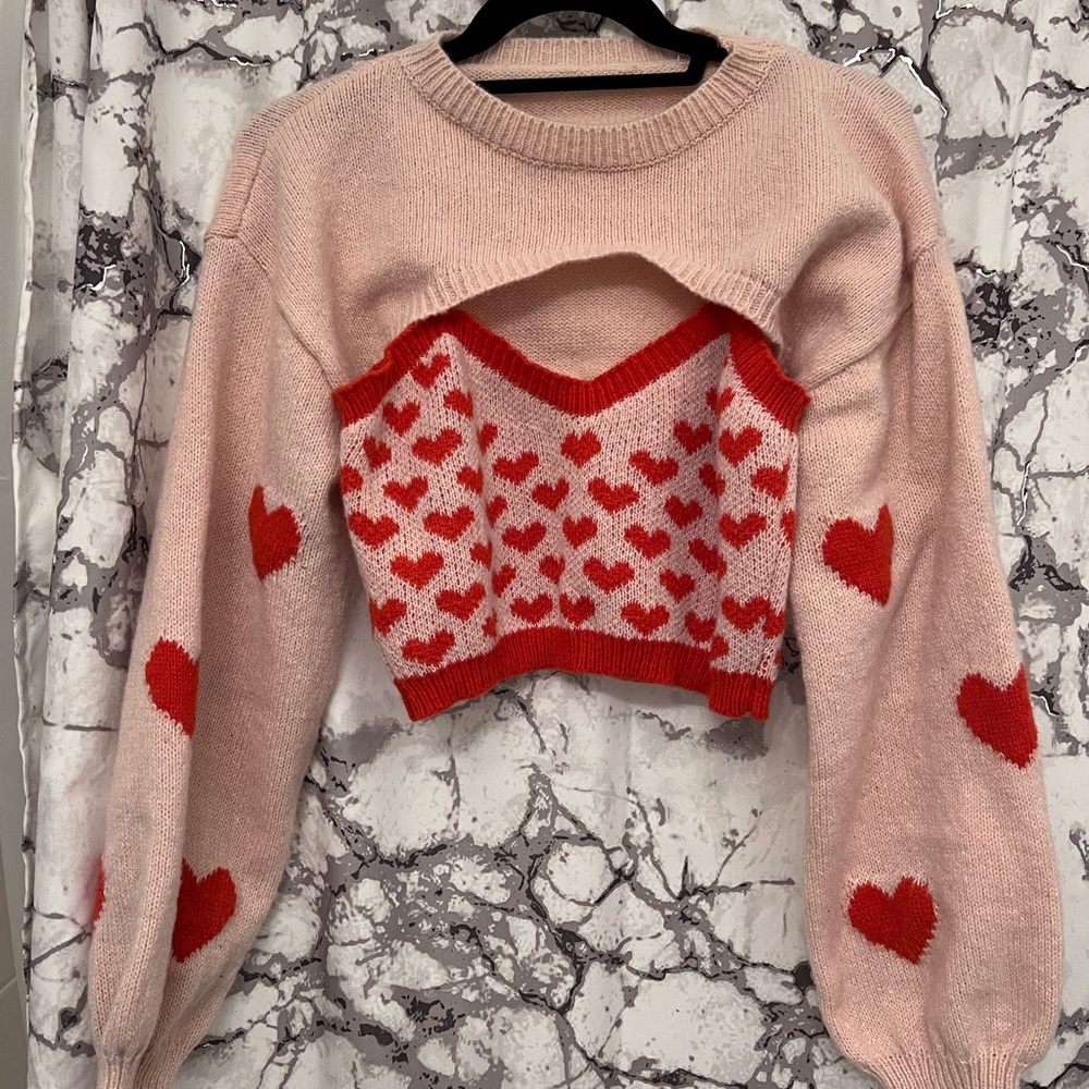 Pink Heart Cami and Shrug